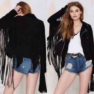Nasty Gal Runway Fringe Moto Jacket